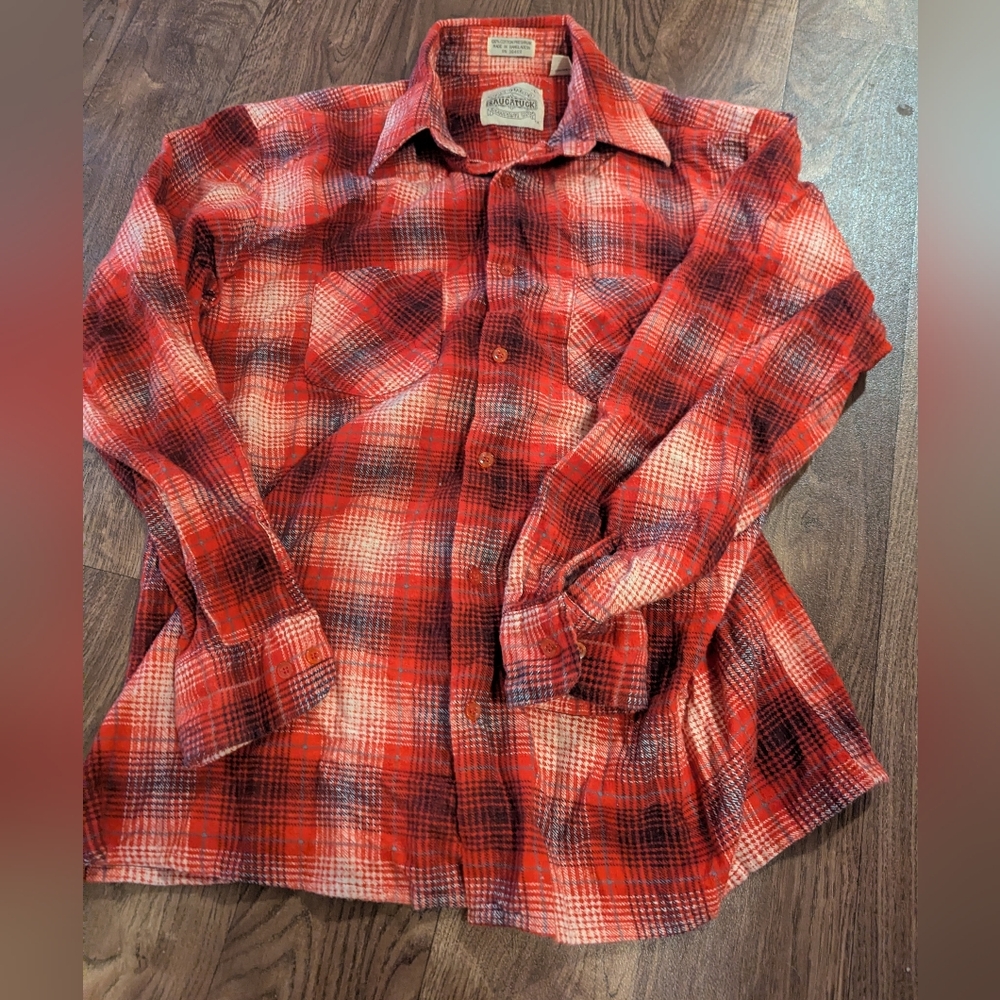 Vintage Saugatuck Dry Goods Red Plaid Flannel Cotton Shirt Men's L Pre-Owned